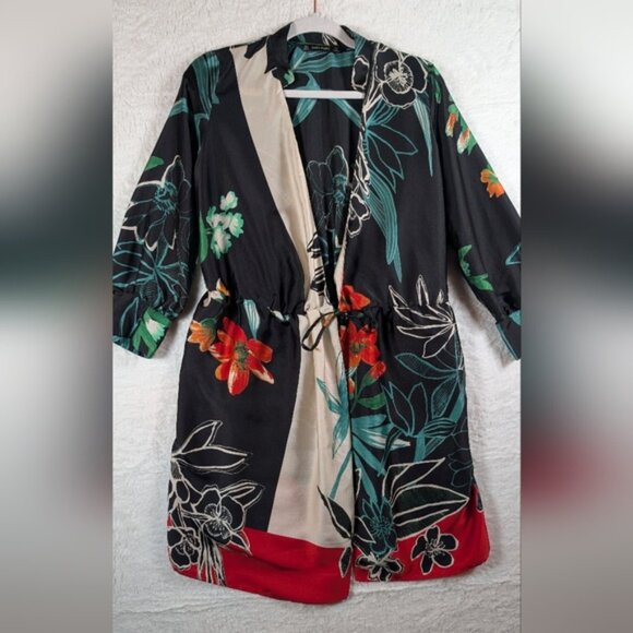 Zara Floral Kimono Cardigan with Tie Waist - Picture 3 of 5